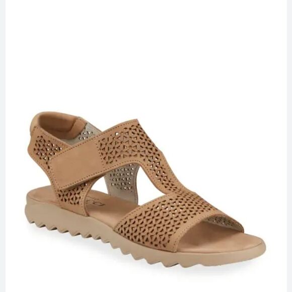 Sesto Meucci Made In Italy Tan Velcro Sandals Size 6.5 - Picture 1 of 11